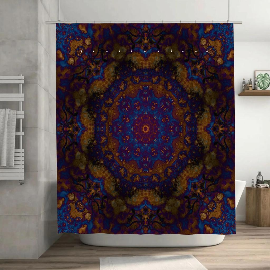 Kaleidoscope Shower Curtain Floral Decorative Waterproof Printed Bath Mat Home Decoration 3D Modern Artistic Fabric Shower Panel