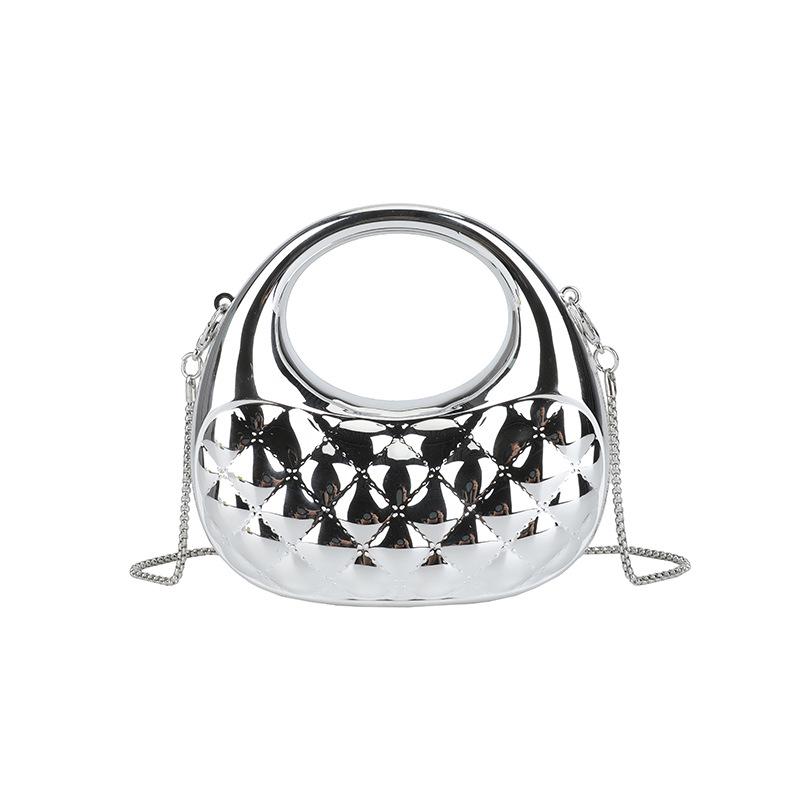 Niche Design Argyle Women's Textured Chain Shoulder Bag with Mini Lipstick Coin Purse