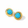 Ying Tai 18K Gold Vacuum Plated Stainless Steel Turquoise Texture Stud Earrings - Non-fading, High Polish Finish.