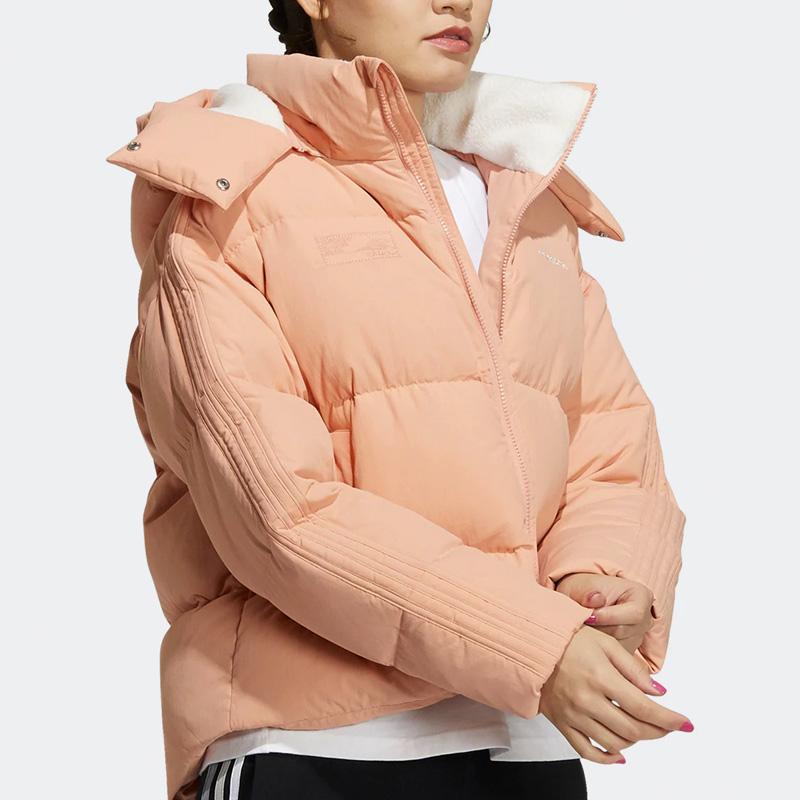Adidas Neo Octjkt Dwn Solid Color Logo Zip Hooded Down Jacket Women Jackets Pink H18635