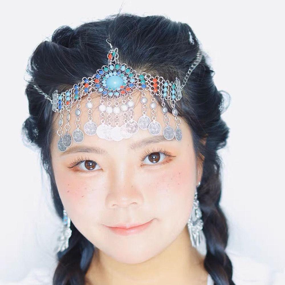 Headwear Sweet Headpiece Hanfu Headwear Women Head Chain Forehead Chain Bohemia Beads Headbands