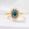 Inlaid Sapphire Small Pearl Ring Women's Retro Temperament Niche Light Luxury Fashion Atmospheric Ring Jewelry