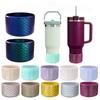 2pcs Silicone Cup Bottom Cover Fish Scale Pattern Bottle Bottom Sleeve  Car Cup