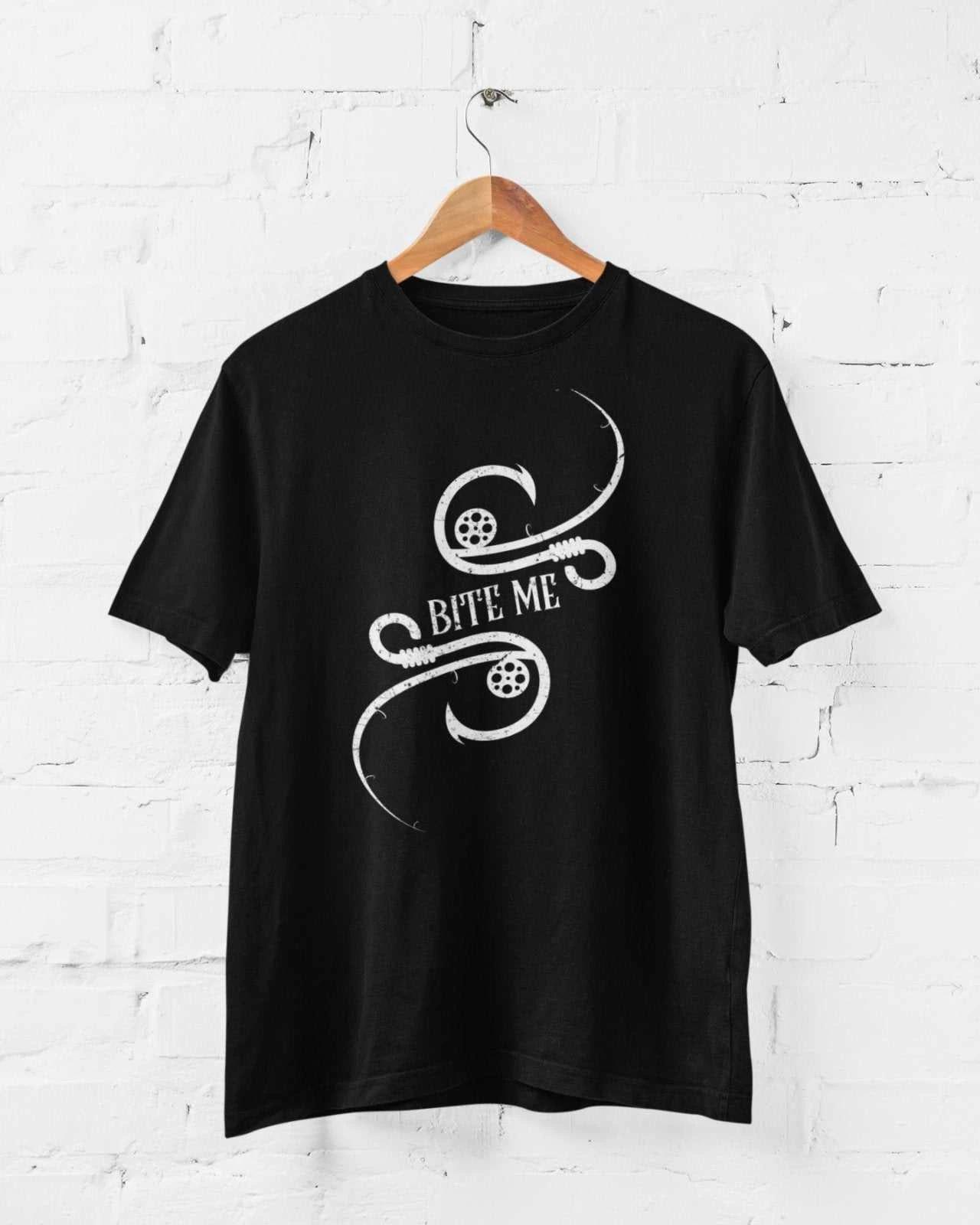 Funny Fishing T Shirt BITE ME Hooks Sarcastic Gift For Fisherman Angler Dad XL