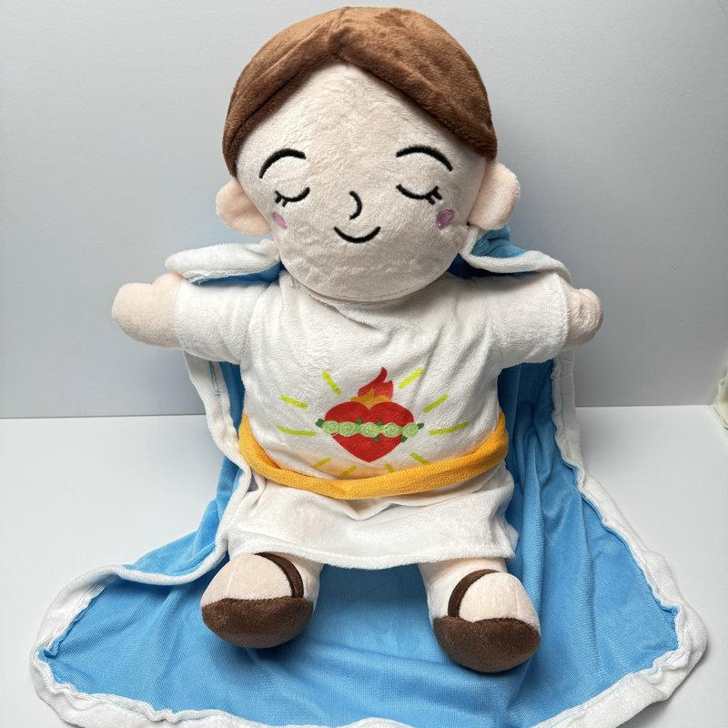 

Cute Girl Plush Doll With Breathing And Music Design For Kids Baby Soft Cushion Gift синий