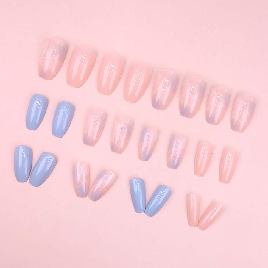 24 Stück Morandi rosa blau lila verwischt neues Temperament verwischte Linien Herbst und Winter Temperament weiß Europa und die Vereinigten Staaten tragen Nagelpads