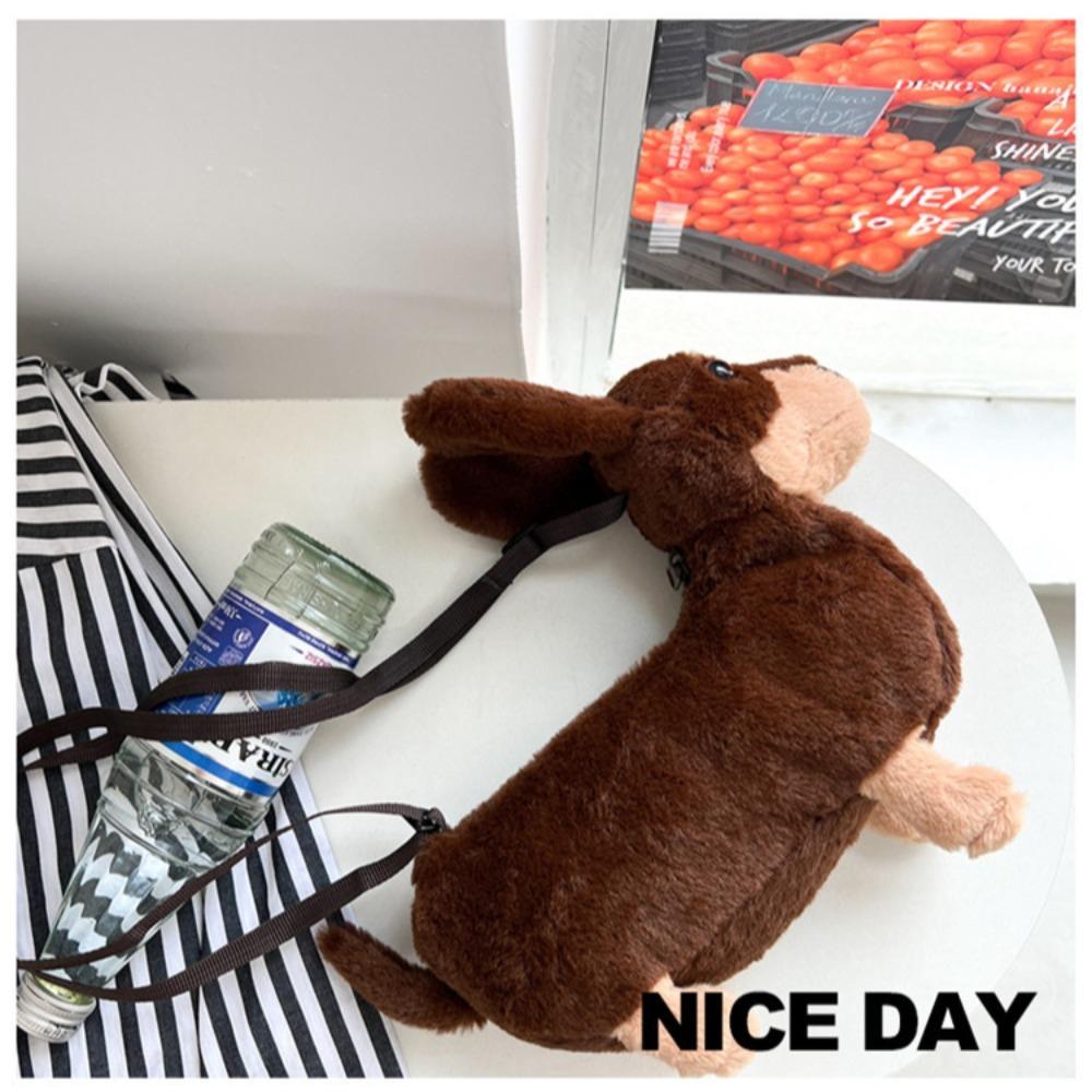 Puppy Crossbody Bag Plush Cartoon Bag Casual Shoulder Bag  Women