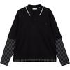 Men's Faux Two-Piece Long Sleeve Polo T-Shirt