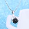 925 Sterling Silver Stylish Simple Black Agate Triangle Pendant Necklace Birthday Party Anniversary Gift