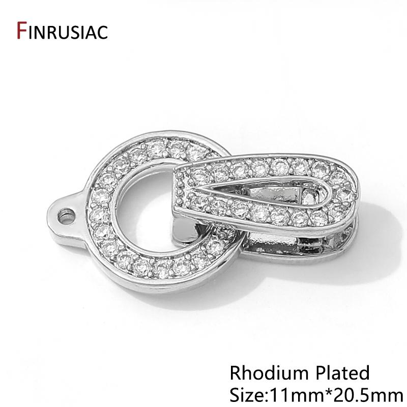 14K Gold Plated Brass Pearl End Clasps,Fastener Connector Clasps,Inlaid Zircon Lock For DIY Bracelet Necklace Making Supplies