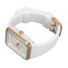 Women Quartz Wrist Watch 3 Sub Dials Water Proof Chronograph Analog Watch Silicone Strap Date Calendar White Rose Gold