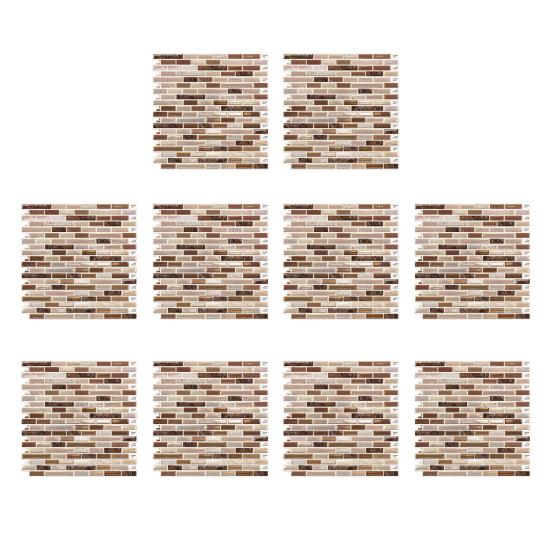 Decorative Adhesive Wall Sheets 3D Gel Faux Mosaic Stickers, Easy Peel & Stick Backsplash Tile Textured Panels Vintage Brick Wallpaper for Kitchen,