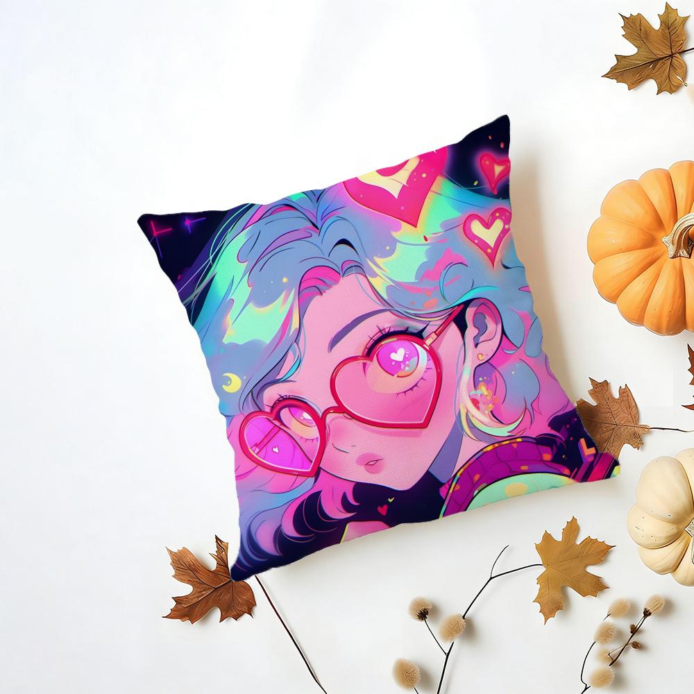 Fashion Pop Art Anime Street Graffiti Cushion Cover Washable Linen Pillowcase Soft for Daily Sofa Bed Home Room Decor