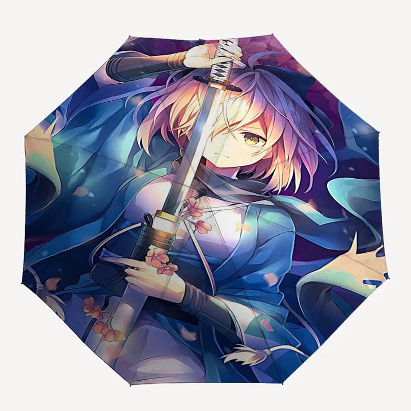 1pc Anime Character Sword Master Outdoor Umbrella - Automatic Opening/Closing, 3-Fold Design, 8-Bone Iron Frame, Perfect Gift for Fans, Travelers, Dai
