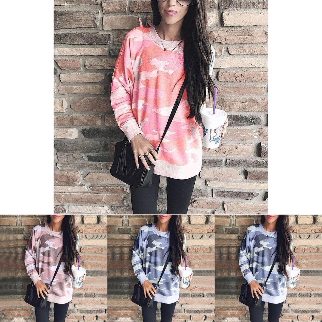 Premium Camouflage Woman Fashion Jumper Pullover Casual Tops Blouse Tee T-shirt