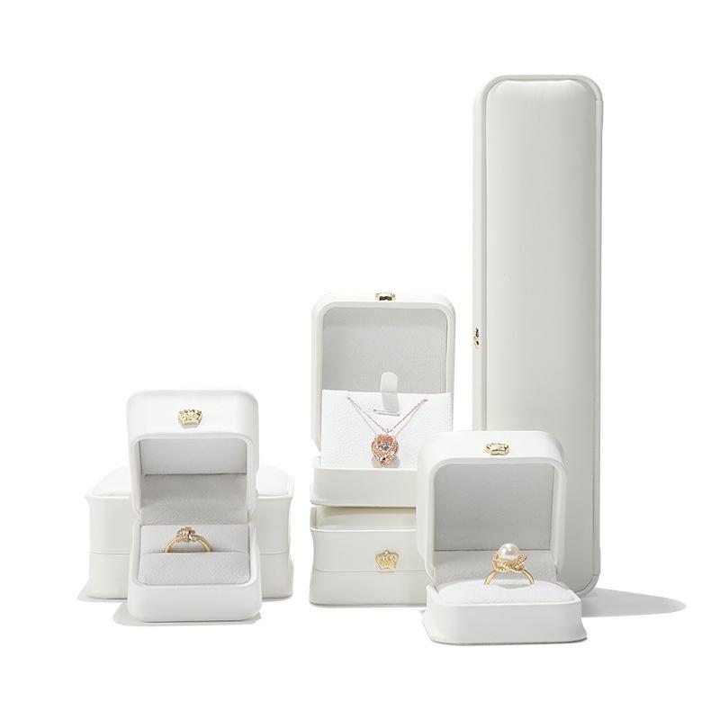 PU leather crown jewelry box, ring pendant, bracelet box, pearl treasure box, jewelry packaging box