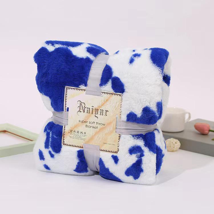 G5Zins Double Layer Cow Print Flannel Blanket for Dorm, Office, Nap, or Sofa Use