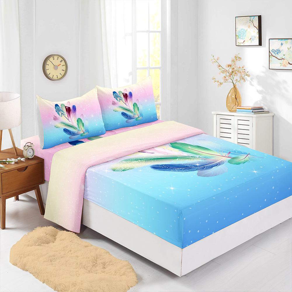 Four-Piece Mattress Color Gradual Change Panda 3D Digital Printing Kit Mattress Protective Cover