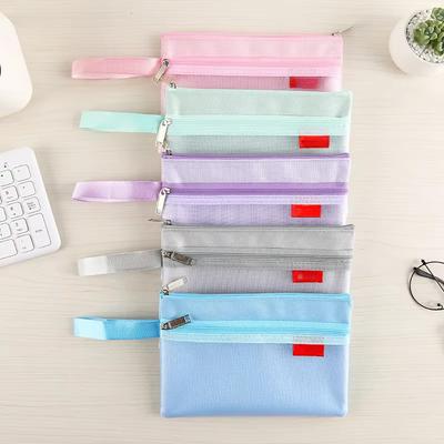 19.5x14cm Double Layer Mesh Zipper Bag ID Card Bank Card Credit Card Organizer Cute Coin Purse Key Earphone Date Line Pouch