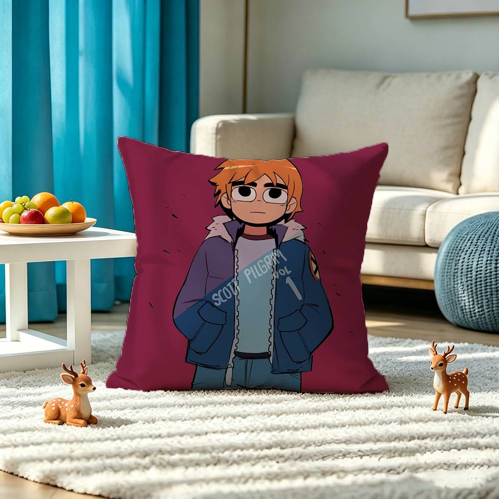Matthew Patel S-Scott Pilgrim Pillow Case Square Double-Sided Sofa Cushion Cover Bedroom Bedside Pillow