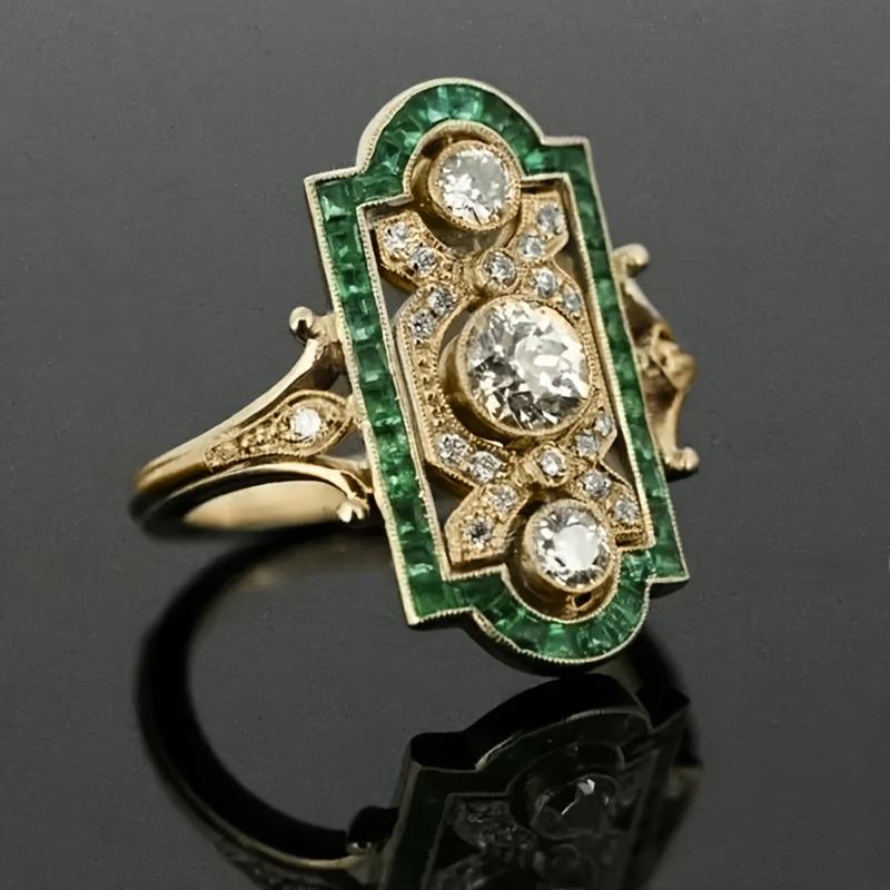 Vintage Luxury Trend Irregular Rings with Delicate Sparkling Cubic Zirconia Zircon Women's Niche Ethnic Accessories Ring Gifts