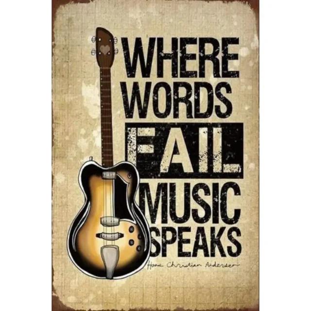 Vintage Rock Music Guitar Metal Wall Sign  Man Cave Gym Pool Bar Bathroom Yard Garage Decor  x in Tin Sign
