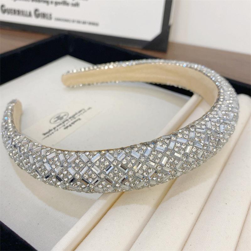 Barock Vintage Perle Glasperlen Schleife Stirnband Mode Haarband Voll Strass Schwamm Haarband Haarschmuck