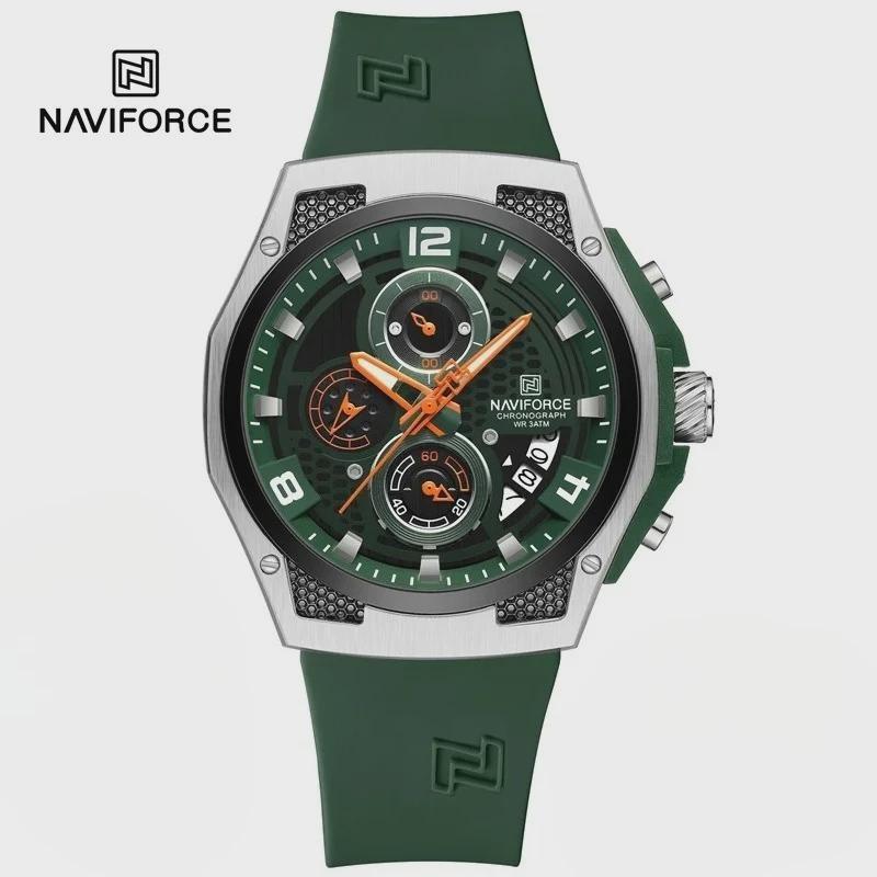 

Analog Watches for Men Luxury Fashion Sport Silicone Band Male Quartz Chronograph Wristwatch Waterproof Clocks зелений