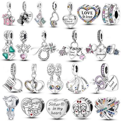 925 Argento Bambina Amore Mamma Per Sempre Infinito Infinito Ciondolo Perline Adatto Bracciale Donna 925 Gioielli Regalo Mamma