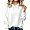 Women's Velvet Hoodie - Color Loose Fit Long Sleeve Top for Casual Wear