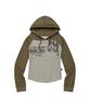 LMR Off-Shoulder Lettering Graphic Hoodie Long Sleeve T-Shirt Grey