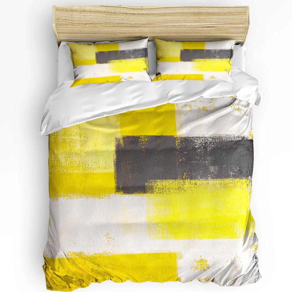 Geometric Red Black Gray Solid Abstract 3pcs Bedding Set For Double Bed Home Textile Duvet Cover Quilt Cover Pillowcase