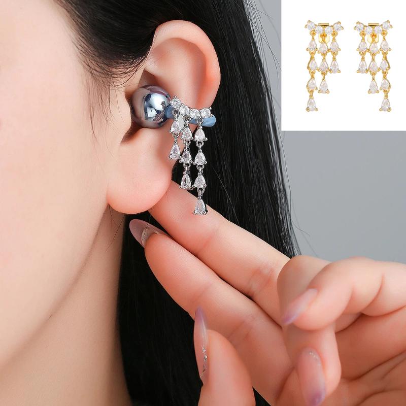 1 Pair Stylish Metal Pendants Ear Clip For Freeclip 2 Headphones Tassels Dangle Charm Ear Wear Ornamentation Jewelry