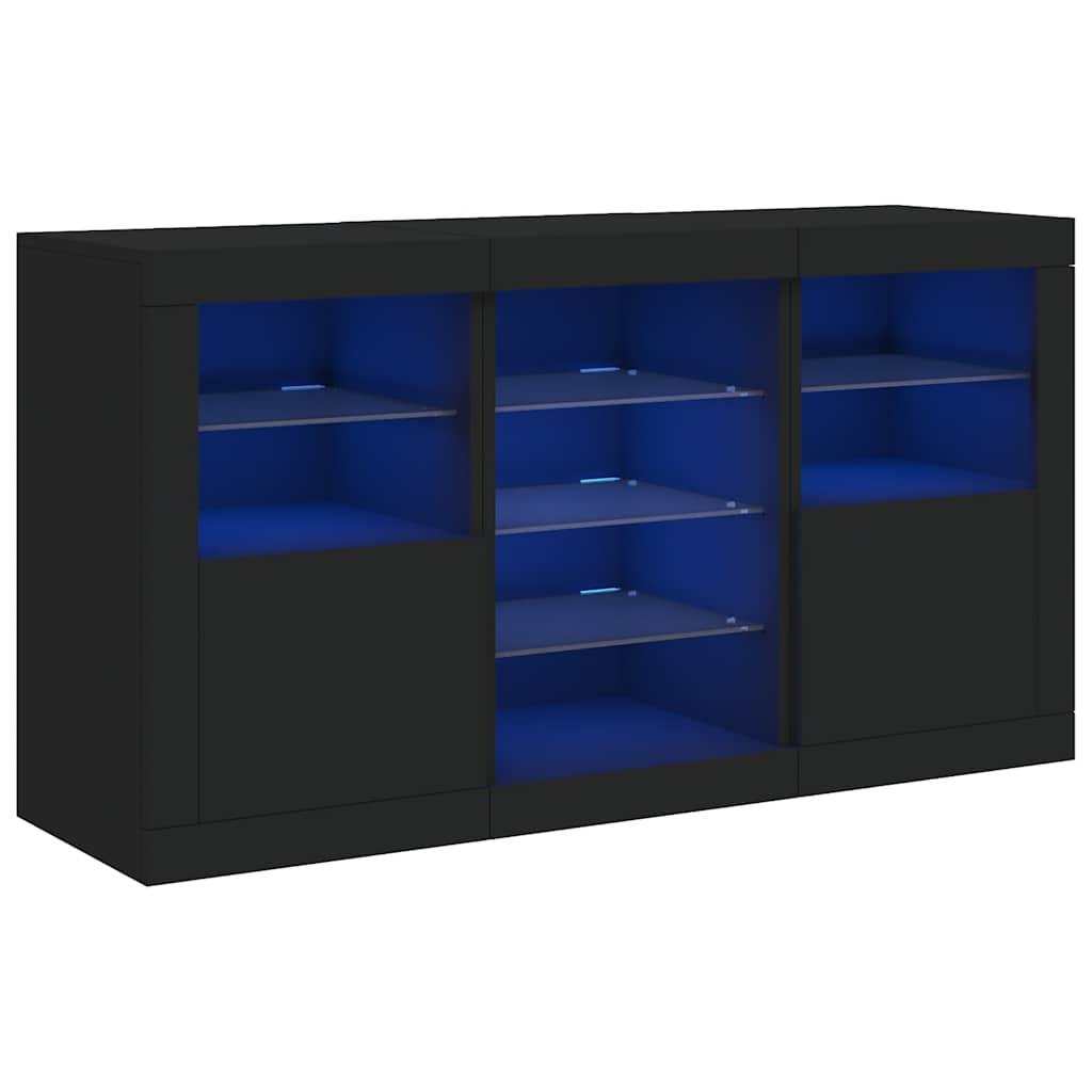 Vidaxl Szafka Z Oświetleniem Led, Czarna, 123X37X67 Cm
