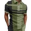 Stylish Geometric Pattern Short-sleeve Zip Polo, Ideal for Casual Daily Wear.