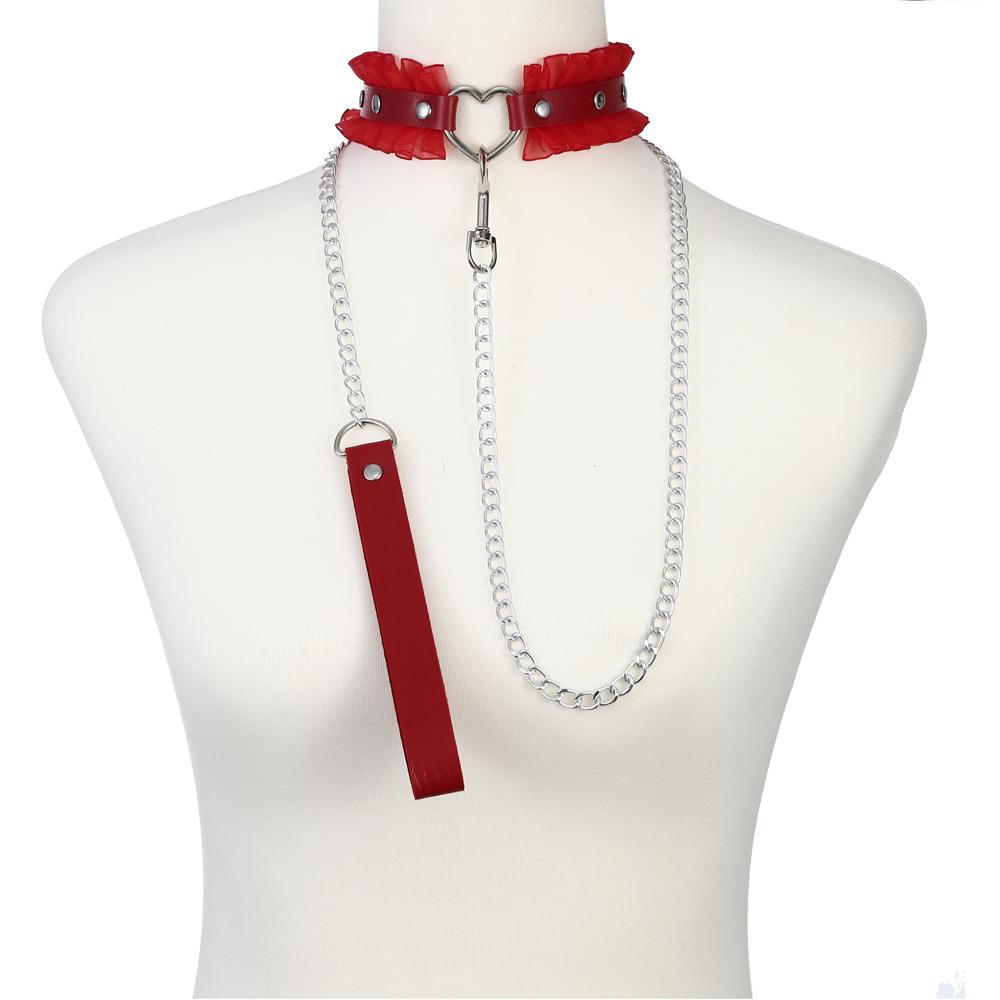 Chain Leash Choker Collar for Women Alt Fashion Leather Chocker Sexy Costume Jewelry Halloween Cosplay Accessories