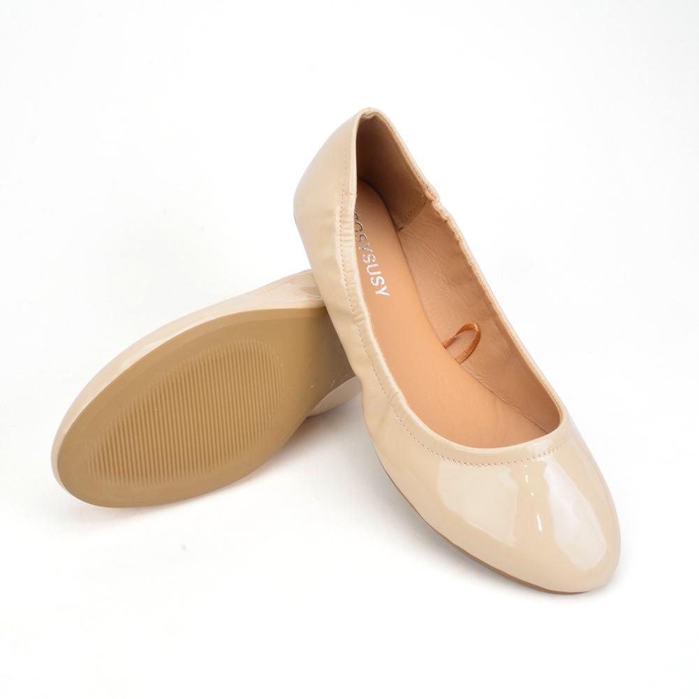 Patent Leather Egg Roll Shoes 2025 Spring and Autumn Soft-soled Women's Single Shoes Light Mouth Shoes