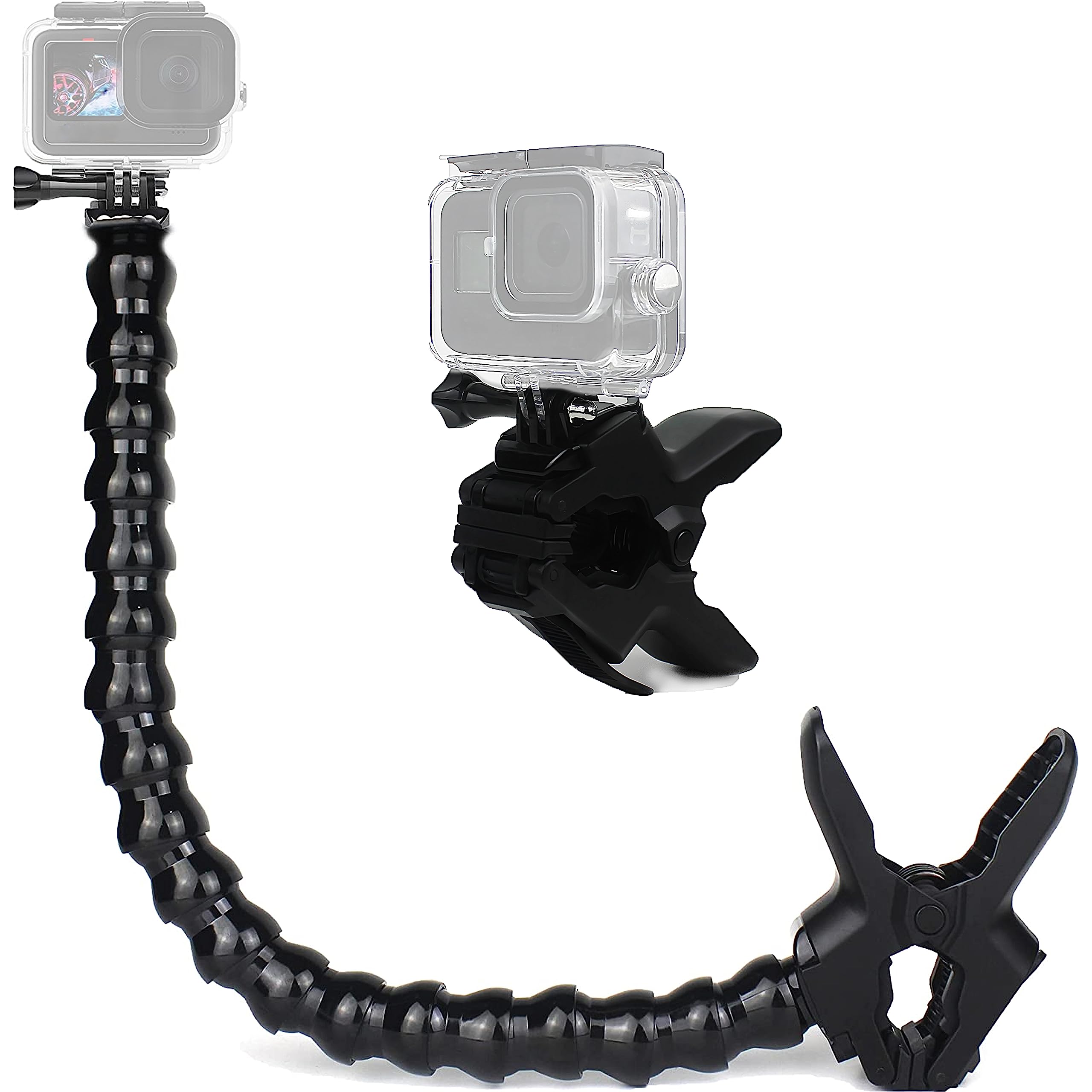 

FitStill GoPro Mount Go Pro Mount Adjustable Gooseneck Jaws Gooseneck Flex Clamp Compatible with Go Pro Hero DJI Osmo Action and other action cameras чорний