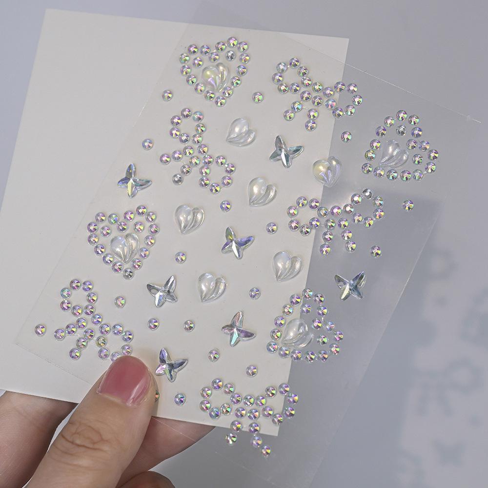 3D Sparkle Stars Heart Acrylic Crystal Stickers Kids DIY Decoration Self Adhesive Diamond Pearls Gems Stickers Rhinestones