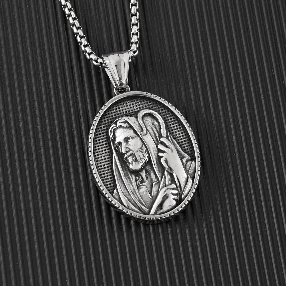 Vintage St. Christopher Medal Pendant Charm Men's Necklace Fashion Christmas Valentine's Day Gift Protector Jewelry Accessories