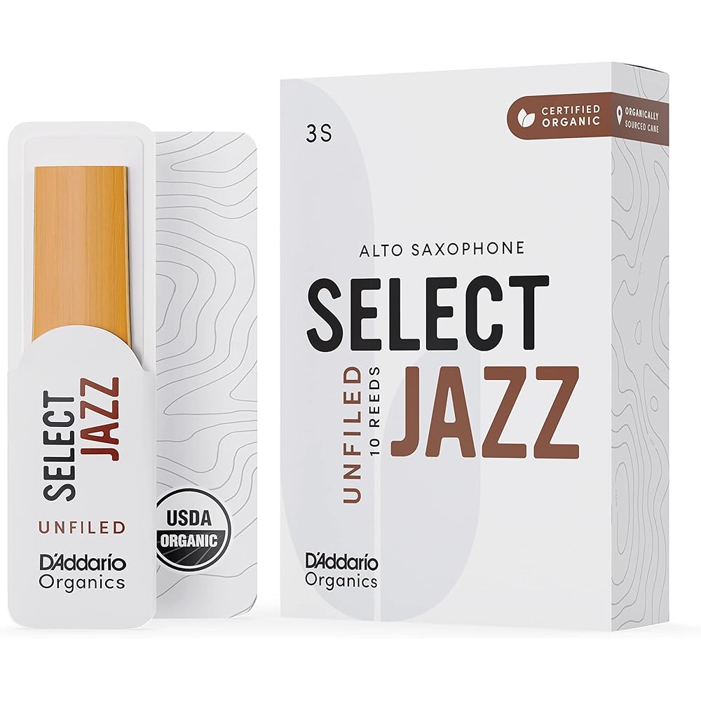 D'Addario WoodWinds Daddario Reed for Alto Saxophone USDA Organic Certified SELECT JAZZ Unfiled O...