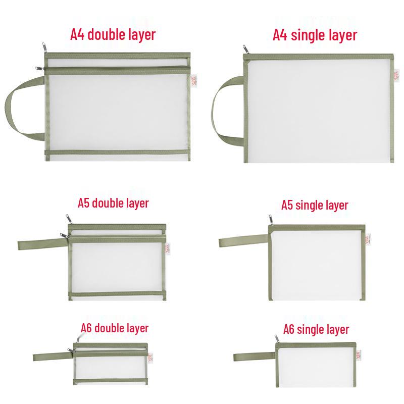 

Nylon Mesh Tote: A4 Document, Test Paper, Cosmetics, A5 Receipt, A6 Pencil Storage Bag A6 Single Layer зелёный