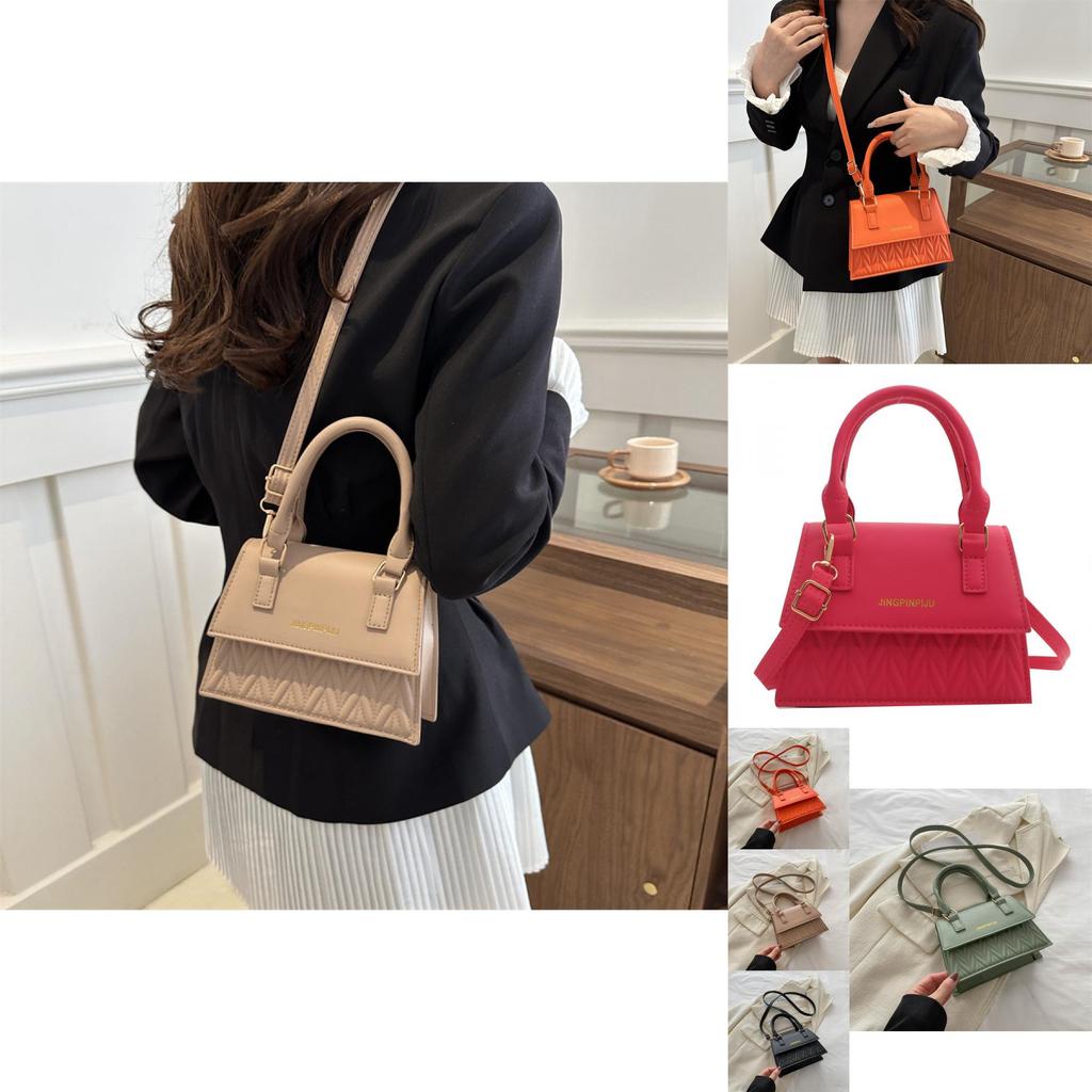 Stylish 2024 Spring Korean Vintage Casual Handbag In Black Khaki Orange Green And Pink Colors