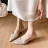 Breathable Mesh Yarn Bag Head Sandals Single Shoes Summer Pointed Muller Shoes Stiletto High Heels One-word Buckle Belt