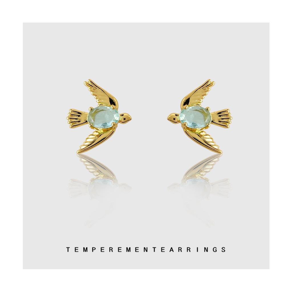 Серия Flying Bird ~ Нишевые дизайнерские серьги-гвоздики с покрытием 14K, женские серьги-гвоздики 2025 года