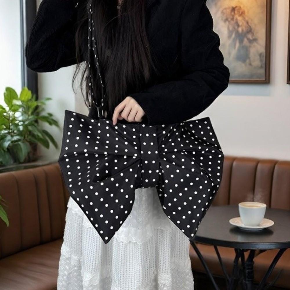Elegant Large Capacity Bowknot Tote Fashion Zipper Handbag Pleated Bow Crossbody Bags Office Use