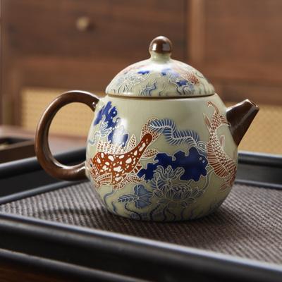 Exquisite Enamel Dragon Egg Teapot, Ceramic Teapot, Home Kitchen, Office Desktop Decoration, Chinese Style