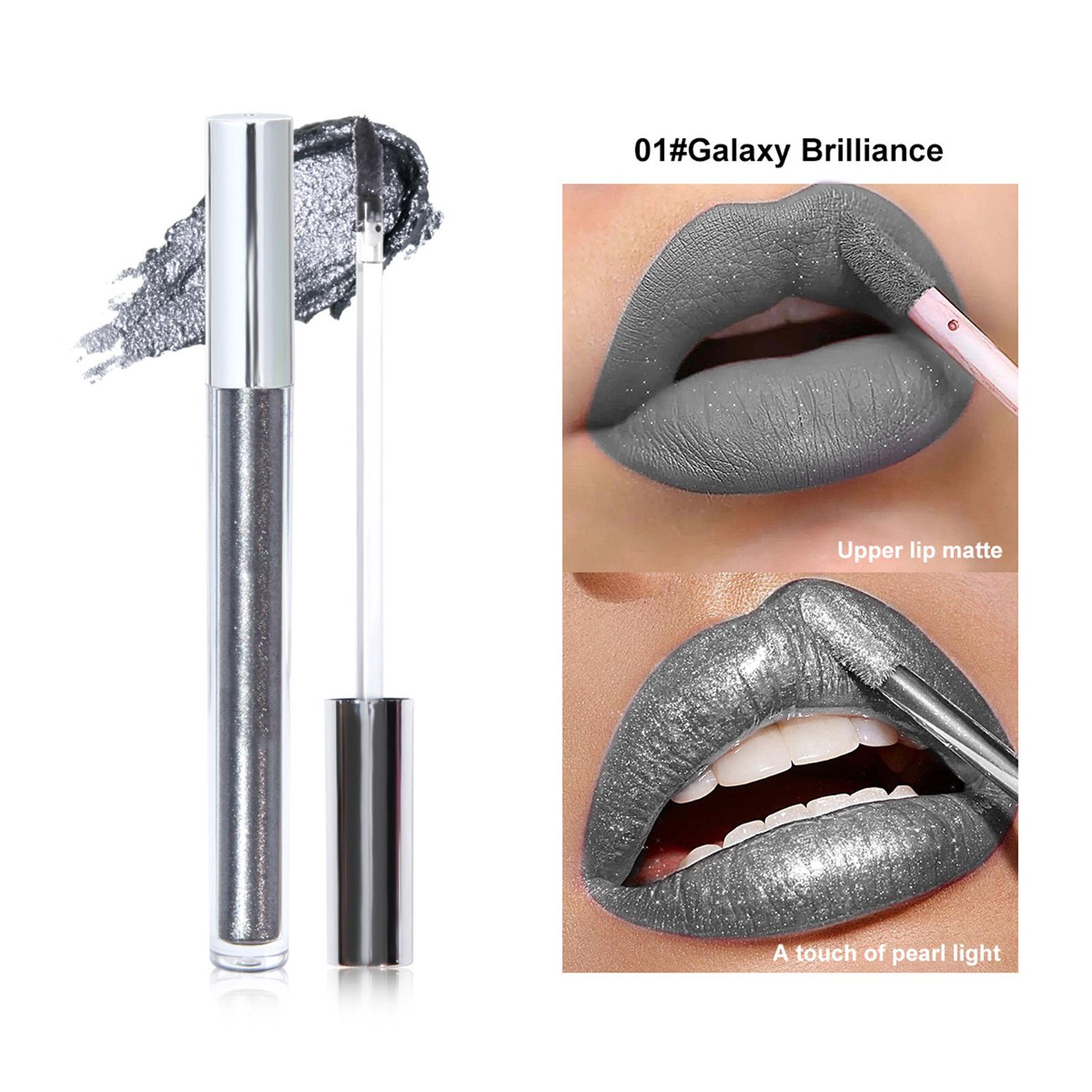 

1Pc Long Lasting Waterproof Liquid Lipstick High Pigment Glitter Lip Gloss Non Stick Cup Smudge Proof Intense Color Lip Makeup for Women Girls One Size