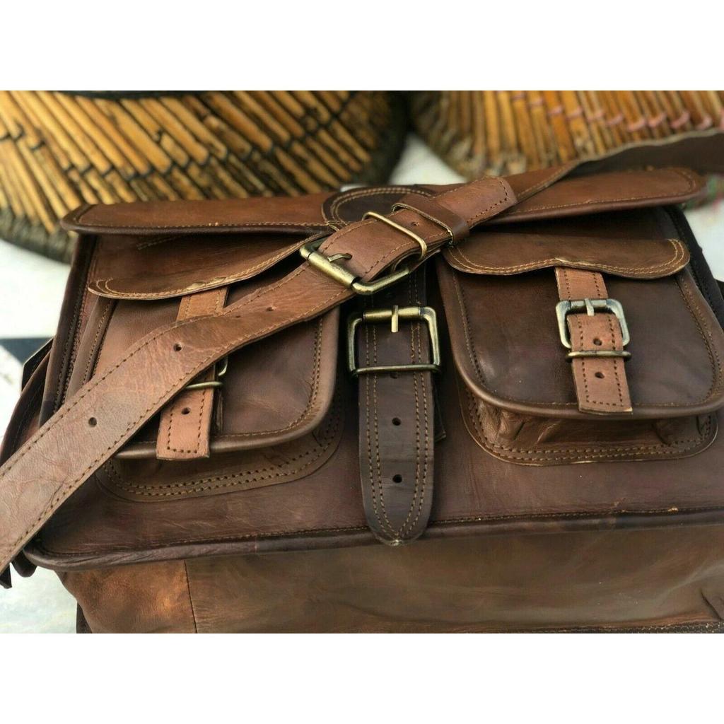 Handmade Briefcase Satchel Wide Laptop Bag Men Leather Laptop Messenger