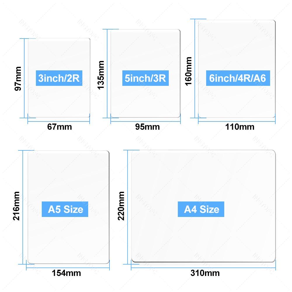50sheets 80 Mic 3/5/6/inch Laminating Film PET EVA Plastic Film for Hot Laminator 3R 4R 5R A6 A5 A4 For Photo/Files/Card/Menu